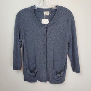 Kate Spade Carine gray wool cashmere blend button front cardigan